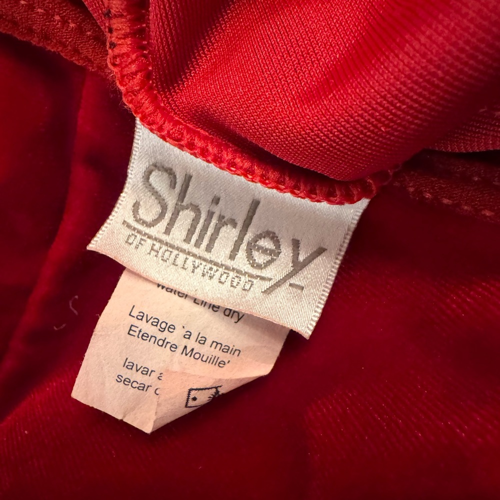 Vintage Shirley of Hollywood Red Velvet Bustier Garter Top - Picture 7 of 7